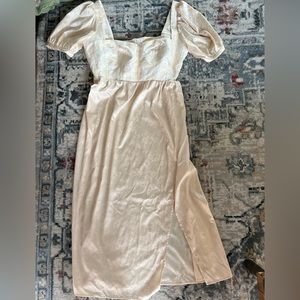 for love & lemons cream floral midi dress